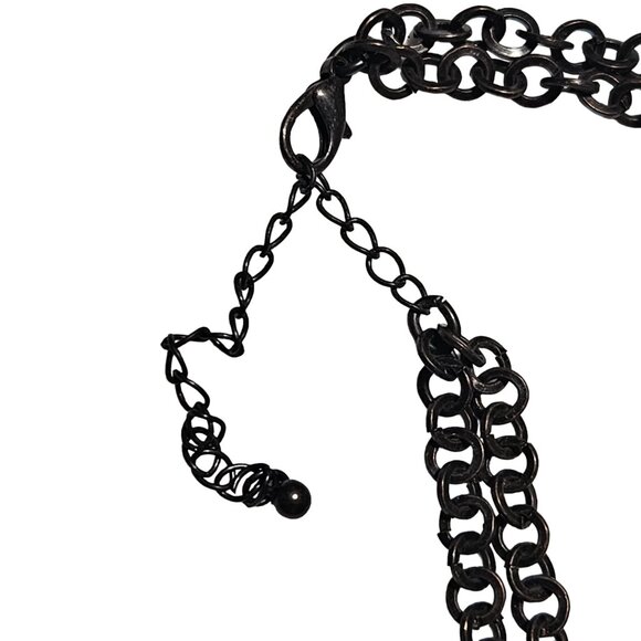 Vintage Green Multi Stone Metal Chain Link Statement Necklace Fashion Jewelry - Picture 5 of 7